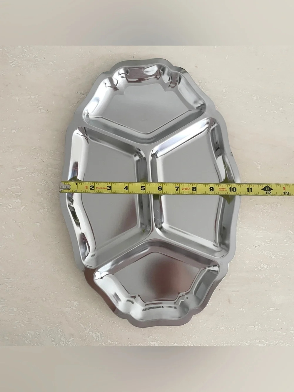 Inox Divided Serving Event Tray Stainless Steel 4 Compartment 14 3/4